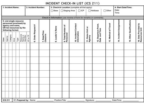 Incident Check-In List